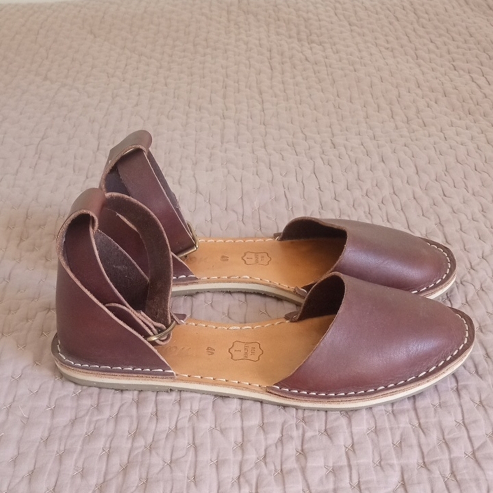 Crupon Brown Leather Espadrilles Size 40